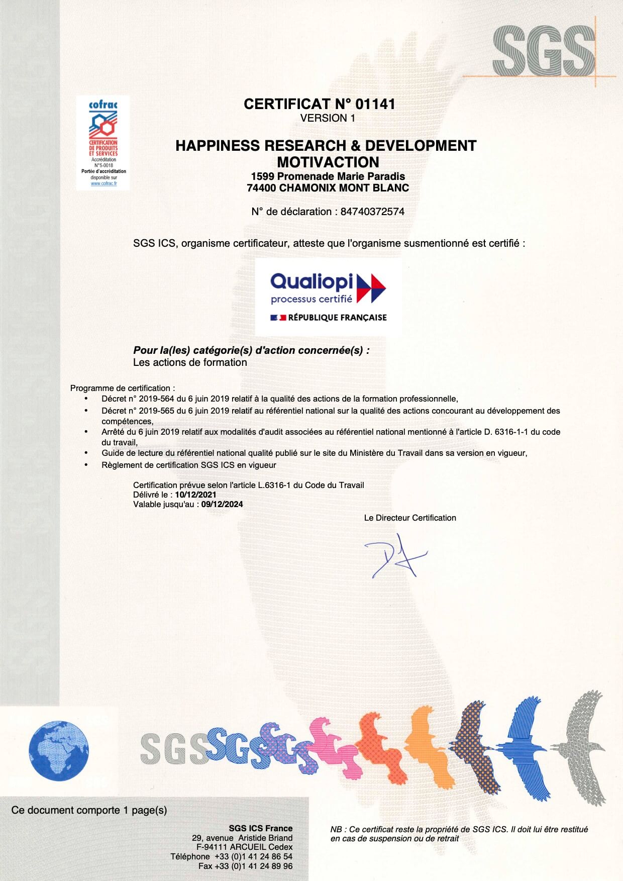 Happiness Research & Developpement - MotivAction - Certificat Qualiopi 01141 Version 1 Happiness Research & Developpement - MotivAction - Certificat Qualiopi 01141 Version 1